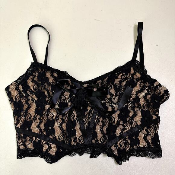 Women's Black Lace Bustier Corset Crop Top Bralette Fairy Grunge Whimsigoth S - Picture 6 of 9